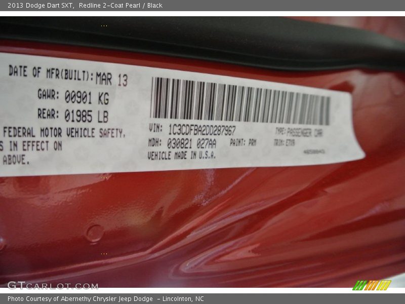 Redline 2-Coat Pearl / Black 2013 Dodge Dart SXT