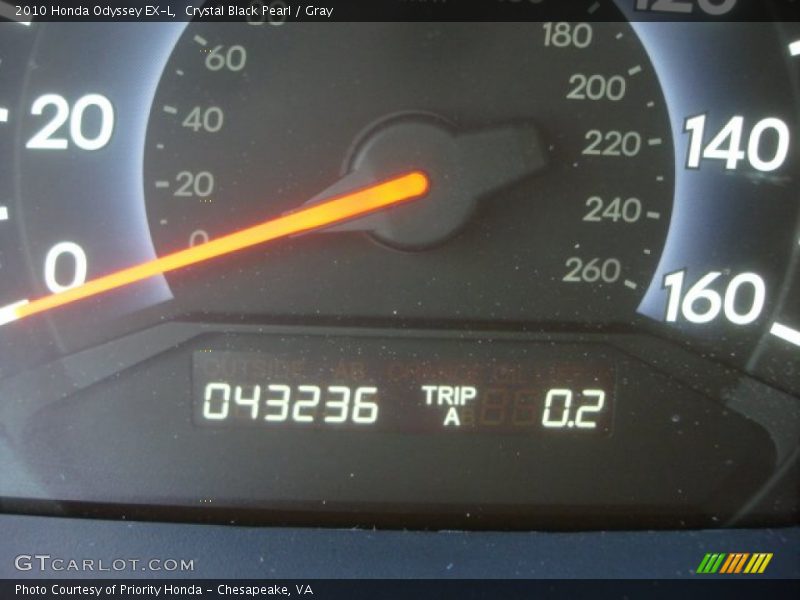 Crystal Black Pearl / Gray 2010 Honda Odyssey EX-L