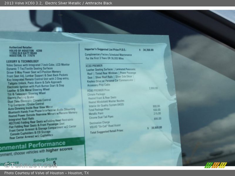 Electric Silver Metallic / Anthracite Black 2013 Volvo XC60 3.2