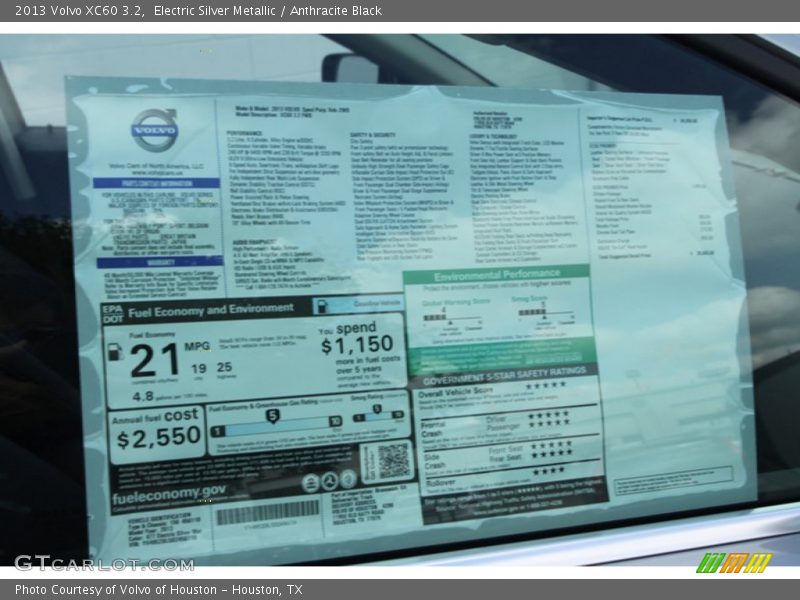 Electric Silver Metallic / Anthracite Black 2013 Volvo XC60 3.2