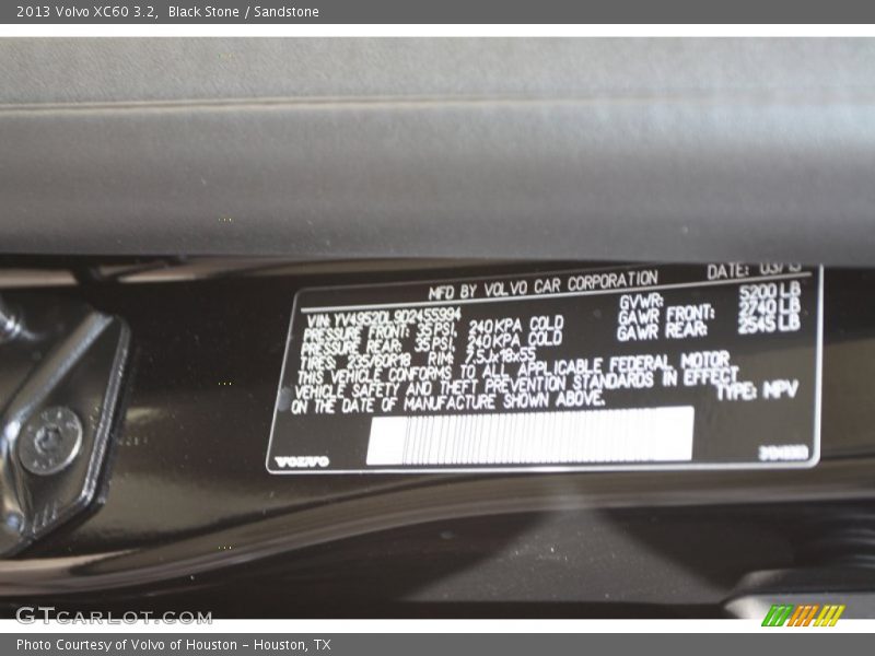 Black Stone / Sandstone 2013 Volvo XC60 3.2