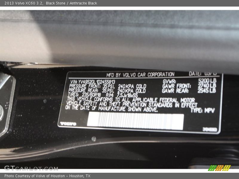 Black Stone / Anthracite Black 2013 Volvo XC60 3.2