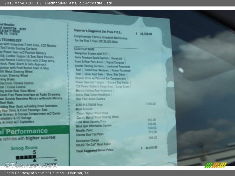Electric Silver Metallic / Anthracite Black 2013 Volvo XC60 3.2