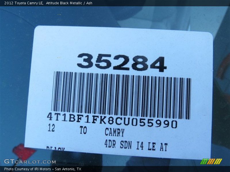 Attitude Black Metallic / Ash 2012 Toyota Camry LE