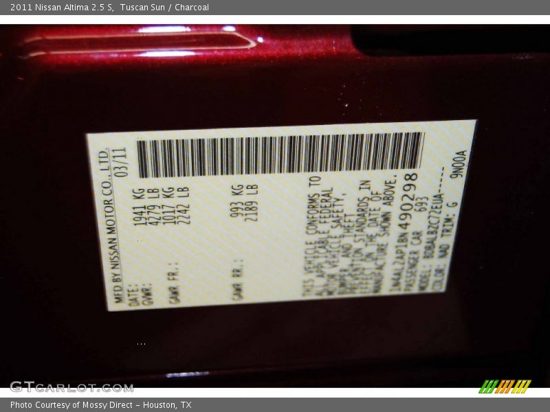Tuscan Sun / Charcoal 2011 Nissan Altima 2.5 S