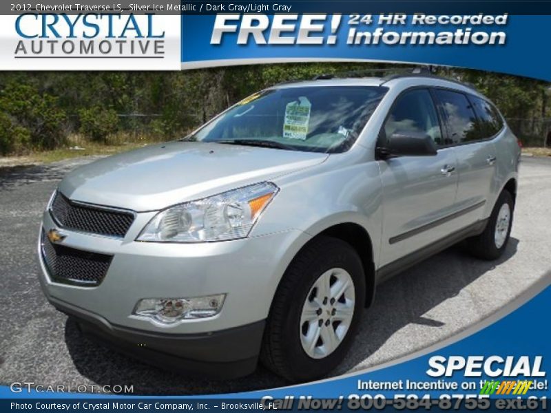 Silver Ice Metallic / Dark Gray/Light Gray 2012 Chevrolet Traverse LS