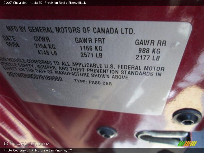 Precision Red / Ebony Black 2007 Chevrolet Impala SS