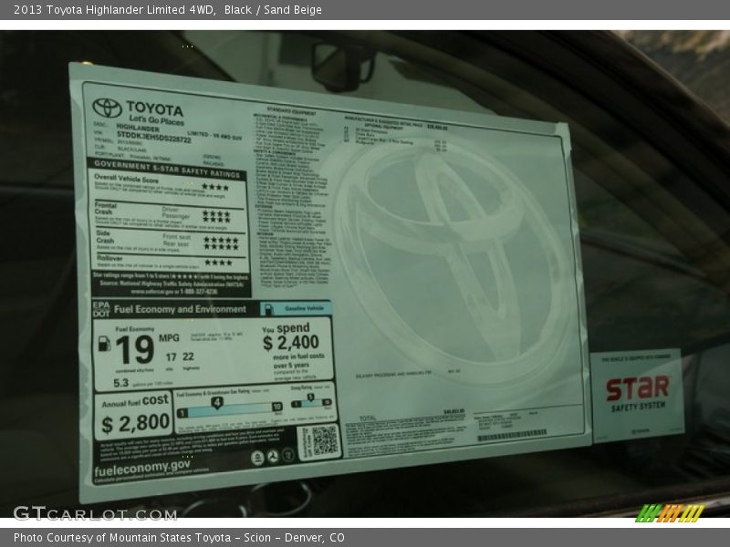 Black / Sand Beige 2013 Toyota Highlander Limited 4WD