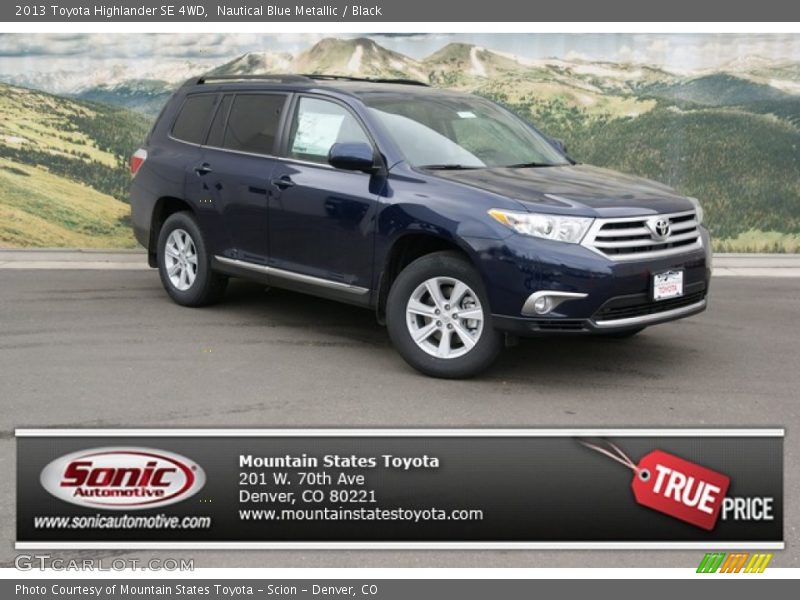 Nautical Blue Metallic / Black 2013 Toyota Highlander SE 4WD