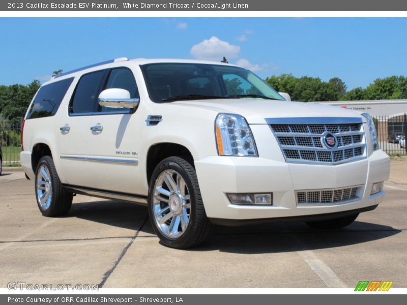 White Diamond Tricoat / Cocoa/Light Linen 2013 Cadillac Escalade ESV Platinum