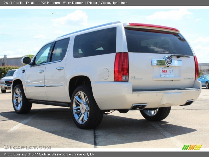 White Diamond Tricoat / Cocoa/Light Linen 2013 Cadillac Escalade ESV Platinum