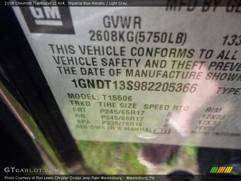 Imperial Blue Metallic / Light Gray 2008 Chevrolet TrailBlazer LS 4x4