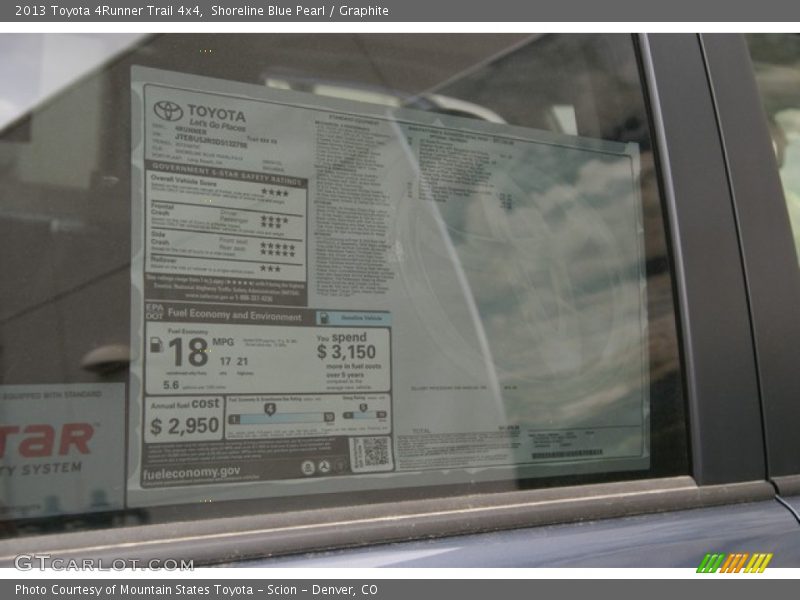 Shoreline Blue Pearl / Graphite 2013 Toyota 4Runner Trail 4x4