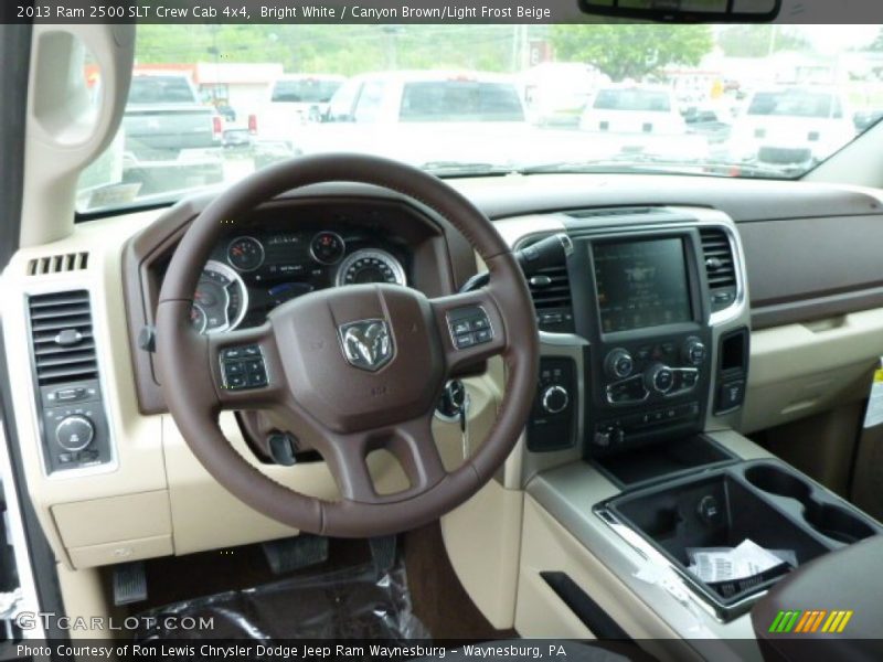 Bright White / Canyon Brown/Light Frost Beige 2013 Ram 2500 SLT Crew Cab 4x4