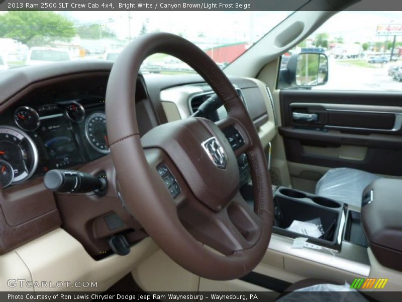 Bright White / Canyon Brown/Light Frost Beige 2013 Ram 2500 SLT Crew Cab 4x4