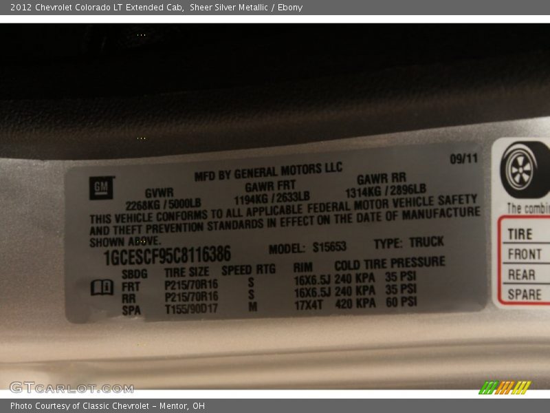 Sheer Silver Metallic / Ebony 2012 Chevrolet Colorado LT Extended Cab