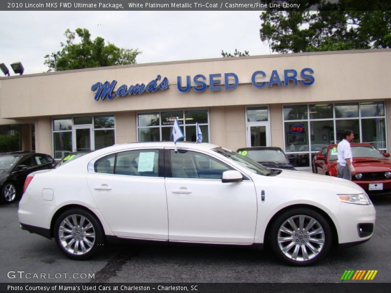 White Platinum Metallic Tri-Coat / Cashmere/Fine Line Ebony 2010 Lincoln MKS FWD Ultimate Package