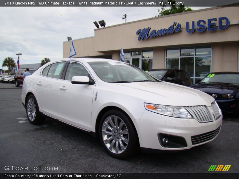White Platinum Metallic Tri-Coat / Cashmere/Fine Line Ebony 2010 Lincoln MKS FWD Ultimate Package