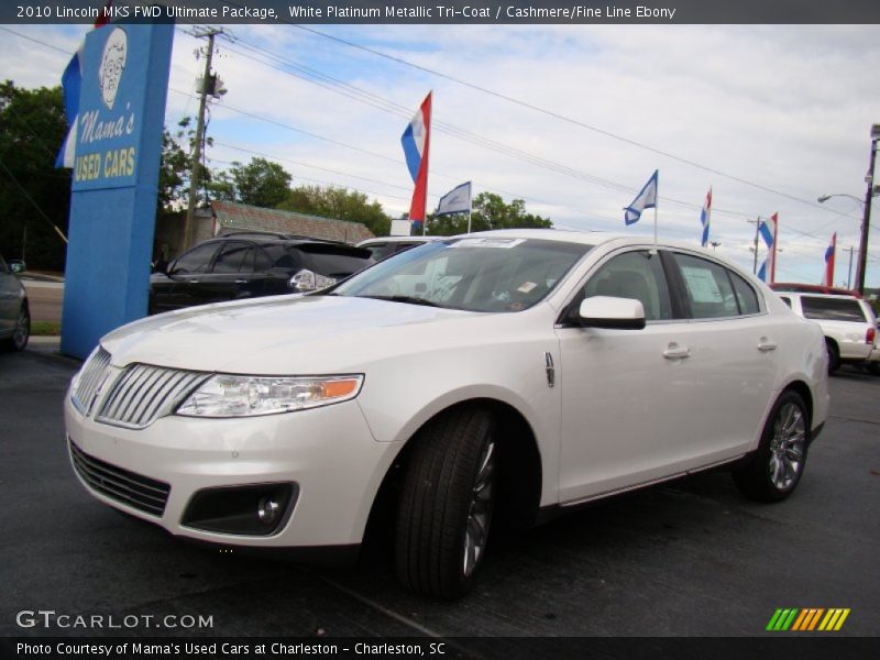 White Platinum Metallic Tri-Coat / Cashmere/Fine Line Ebony 2010 Lincoln MKS FWD Ultimate Package