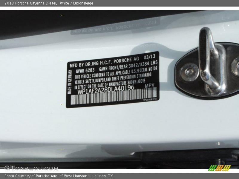 White / Luxor Beige 2013 Porsche Cayenne Diesel