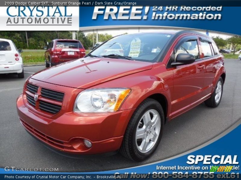 Sunburst Orange Pearl / Dark Slate Gray/Orange 2009 Dodge Caliber SXT