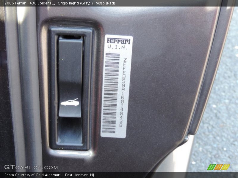 Info Tag of 2006 F430 Spider F1