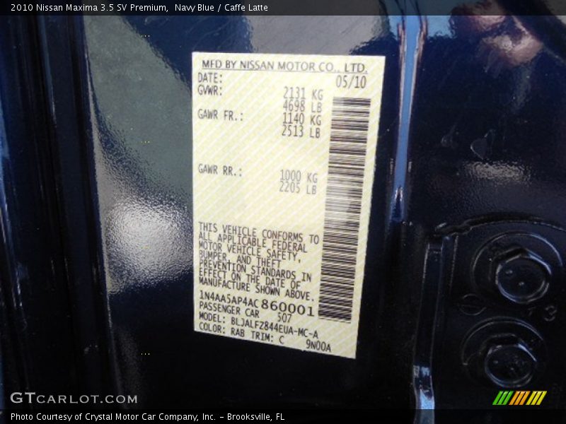 Navy Blue / Caffe Latte 2010 Nissan Maxima 3.5 SV Premium