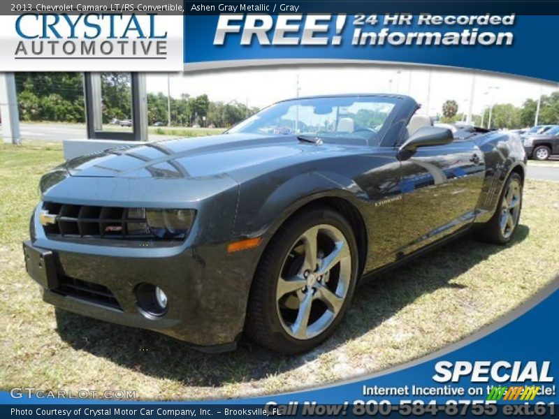 Ashen Gray Metallic / Gray 2013 Chevrolet Camaro LT/RS Convertible