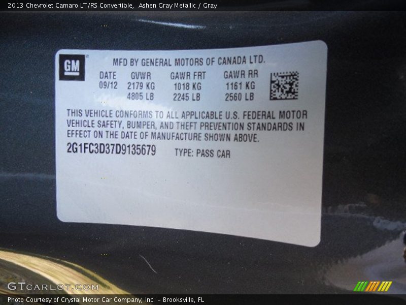 Ashen Gray Metallic / Gray 2013 Chevrolet Camaro LT/RS Convertible