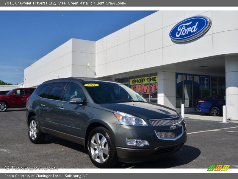 Steel Green Metallic / Light Gray/Ebony 2011 Chevrolet Traverse LTZ