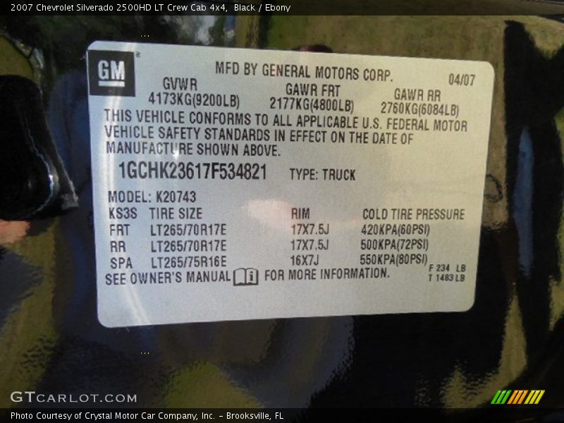 Black / Ebony 2007 Chevrolet Silverado 2500HD LT Crew Cab 4x4