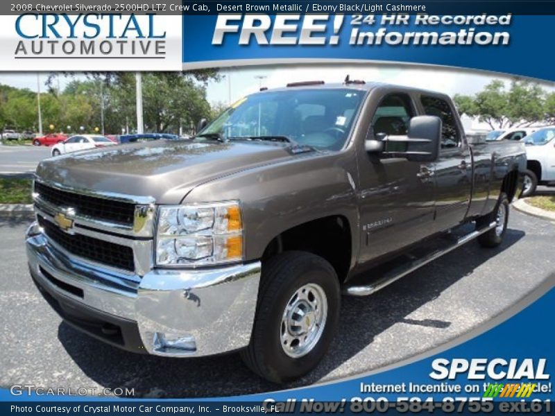 Desert Brown Metallic / Ebony Black/Light Cashmere 2008 Chevrolet Silverado 2500HD LTZ Crew Cab