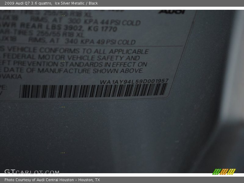 Ice Silver Metallic / Black 2009 Audi Q7 3.6 quattro