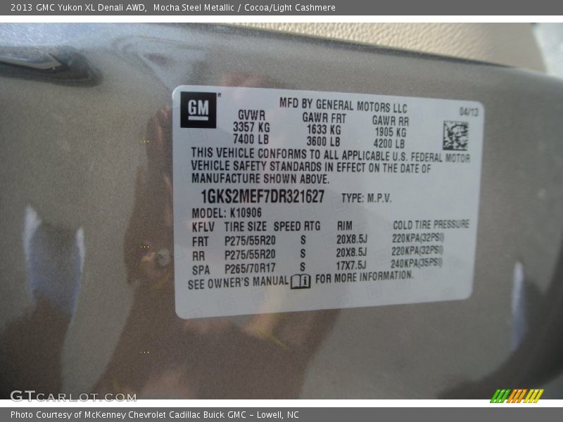 Mocha Steel Metallic / Cocoa/Light Cashmere 2013 GMC Yukon XL Denali AWD