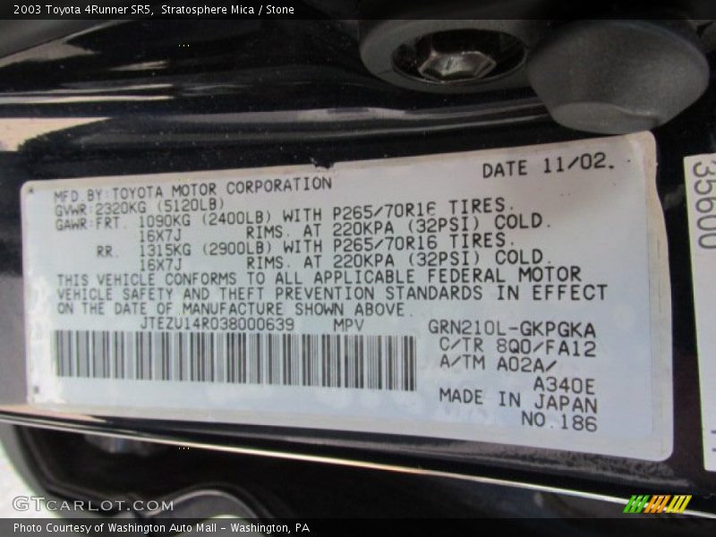 Stratosphere Mica / Stone 2003 Toyota 4Runner SR5