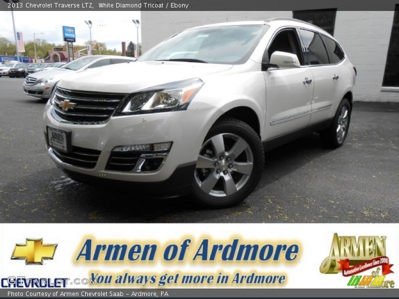 White Diamond Tricoat / Ebony 2013 Chevrolet Traverse LTZ