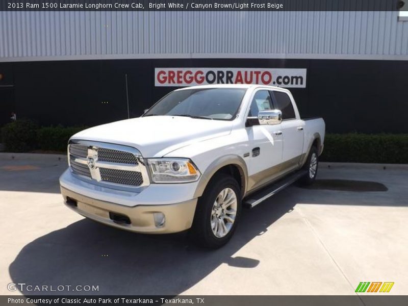Bright White / Canyon Brown/Light Frost Beige 2013 Ram 1500 Laramie Longhorn Crew Cab