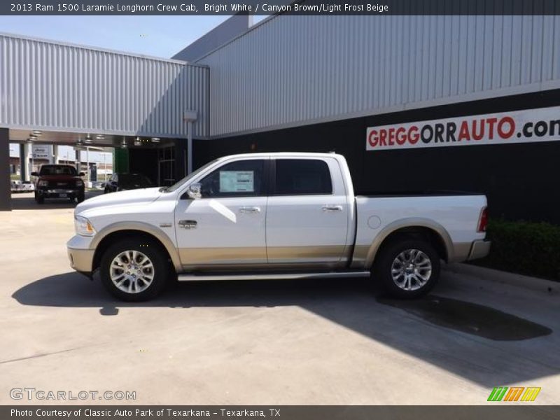 Bright White / Canyon Brown/Light Frost Beige 2013 Ram 1500 Laramie Longhorn Crew Cab