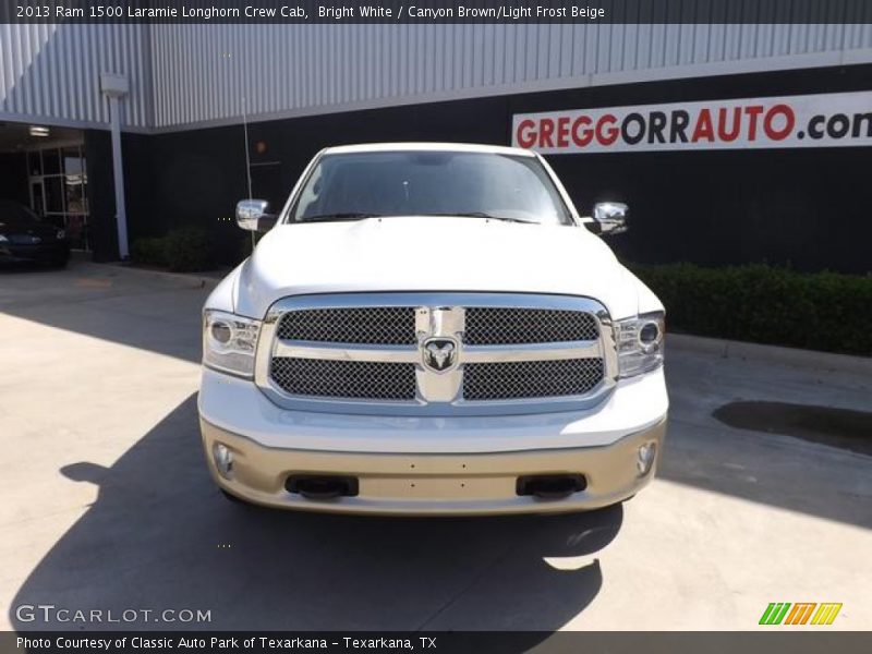 Bright White / Canyon Brown/Light Frost Beige 2013 Ram 1500 Laramie Longhorn Crew Cab