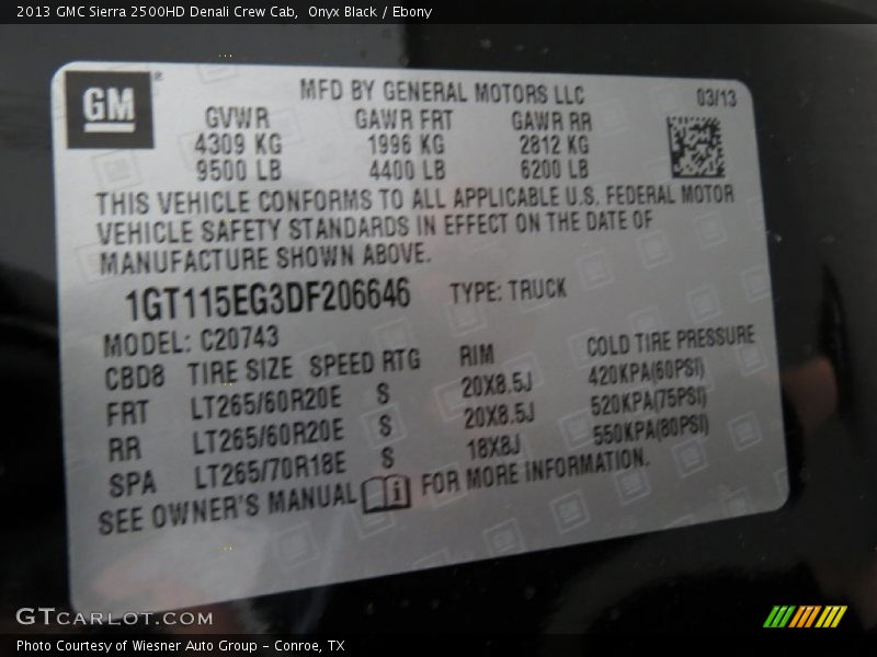 Onyx Black / Ebony 2013 GMC Sierra 2500HD Denali Crew Cab
