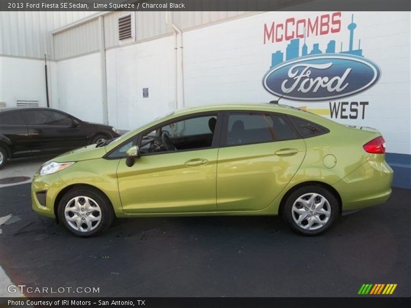 Lime Squeeze / Charcoal Black 2013 Ford Fiesta SE Sedan