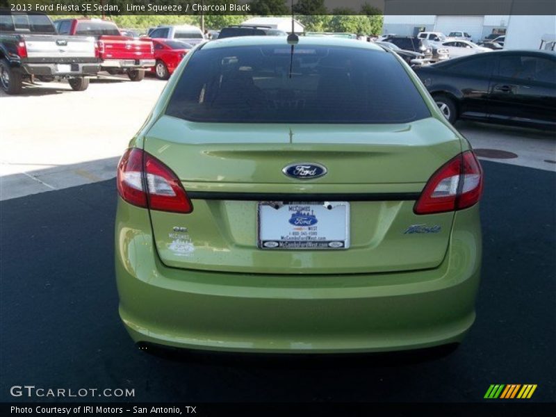 Lime Squeeze / Charcoal Black 2013 Ford Fiesta SE Sedan