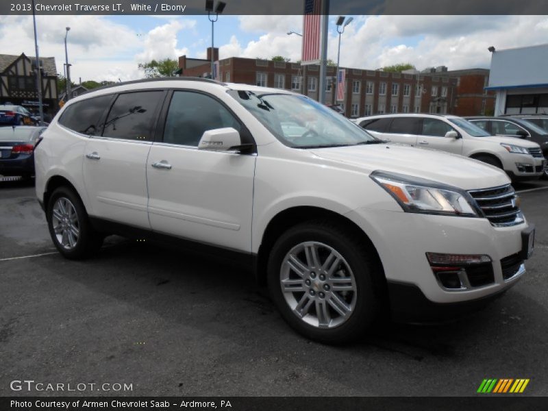 White / Ebony 2013 Chevrolet Traverse LT