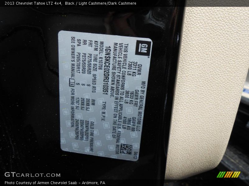 Black / Light Cashmere/Dark Cashmere 2013 Chevrolet Tahoe LTZ 4x4