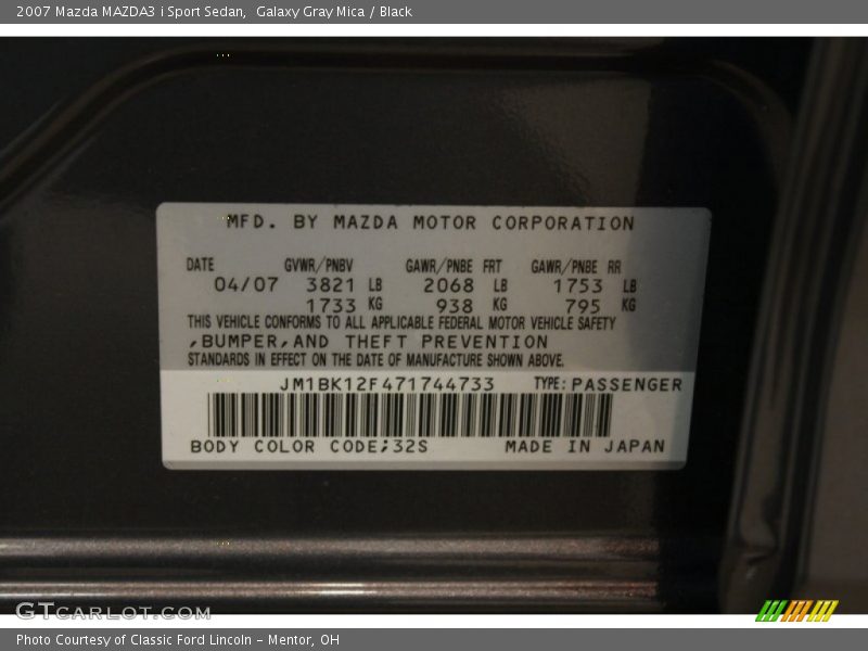 Galaxy Gray Mica / Black 2007 Mazda MAZDA3 i Sport Sedan