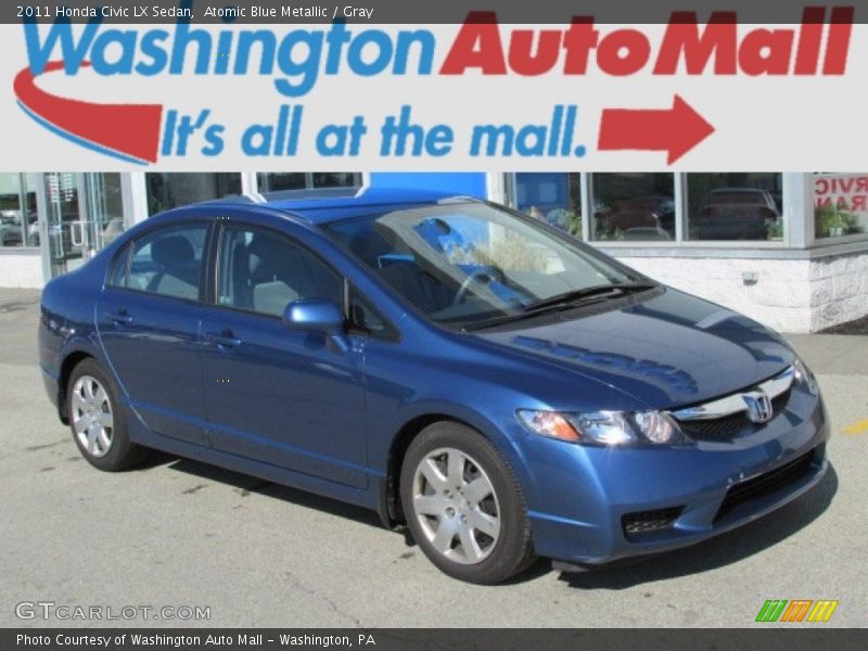 Atomic Blue Metallic / Gray 2011 Honda Civic LX Sedan