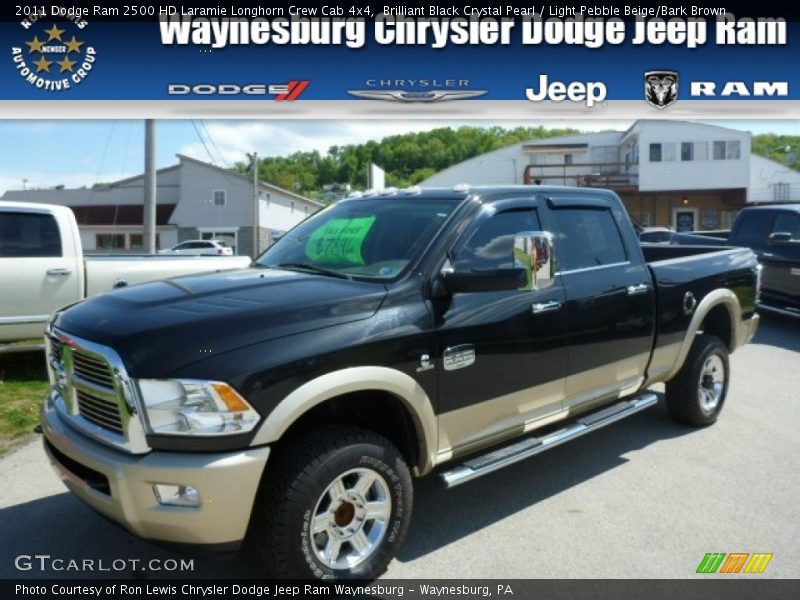 Brilliant Black Crystal Pearl / Light Pebble Beige/Bark Brown 2011 Dodge Ram 2500 HD Laramie Longhorn Crew Cab 4x4