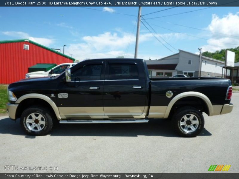 Brilliant Black Crystal Pearl / Light Pebble Beige/Bark Brown 2011 Dodge Ram 2500 HD Laramie Longhorn Crew Cab 4x4