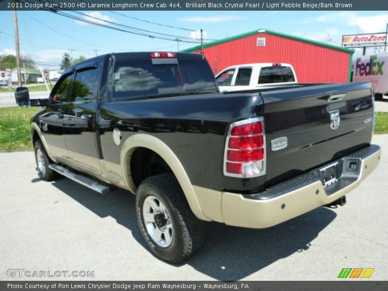 Brilliant Black Crystal Pearl / Light Pebble Beige/Bark Brown 2011 Dodge Ram 2500 HD Laramie Longhorn Crew Cab 4x4