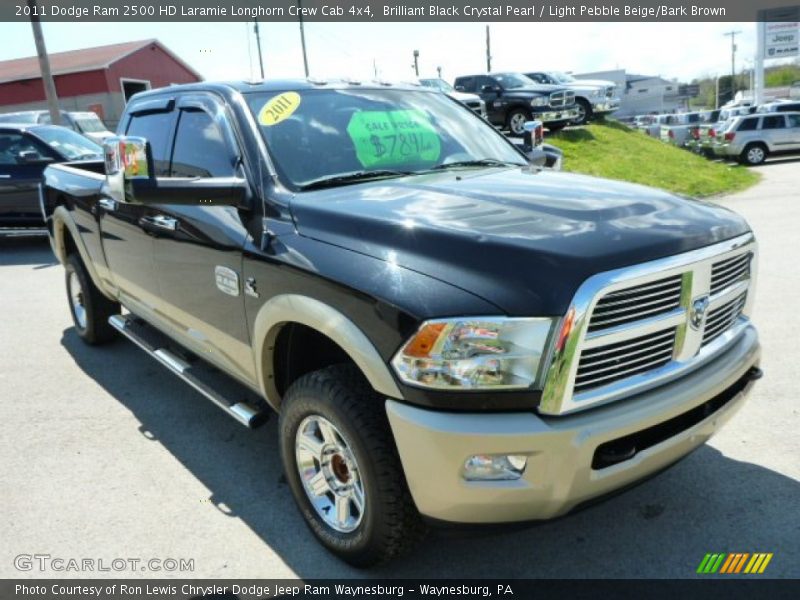 Brilliant Black Crystal Pearl / Light Pebble Beige/Bark Brown 2011 Dodge Ram 2500 HD Laramie Longhorn Crew Cab 4x4